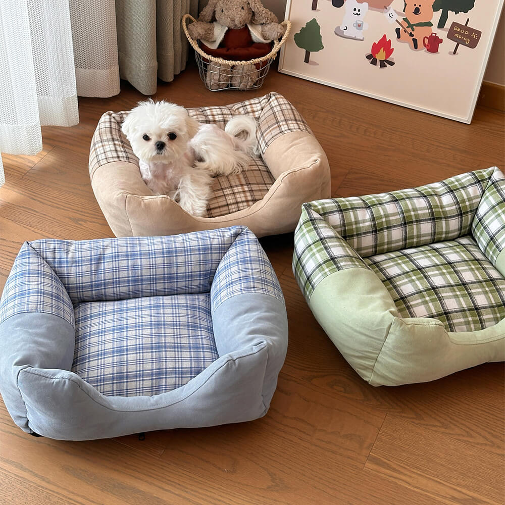 Gingham Leisure extraíbles de refugio engrosado en cama de perro y gato