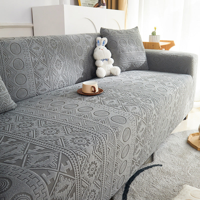 Cubierta de sofá anti-slip de cobertura completa de Jacquard Bohemian con funda de almohada