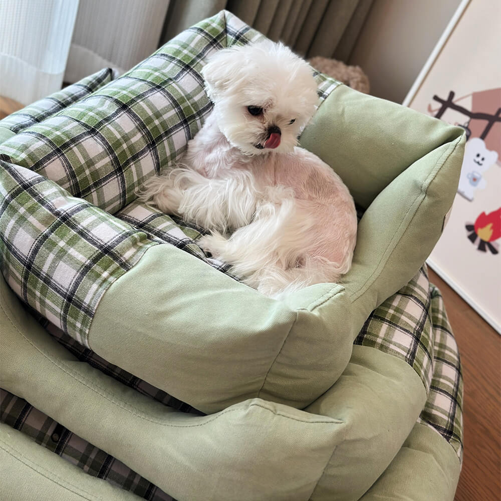 Gingham Leisure extraíbles de refugio engrosado en cama de perro y gato