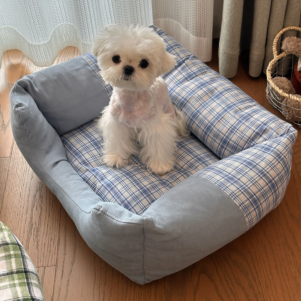 Gingham Leisure extraíbles de refugio engrosado en cama de perro y gato