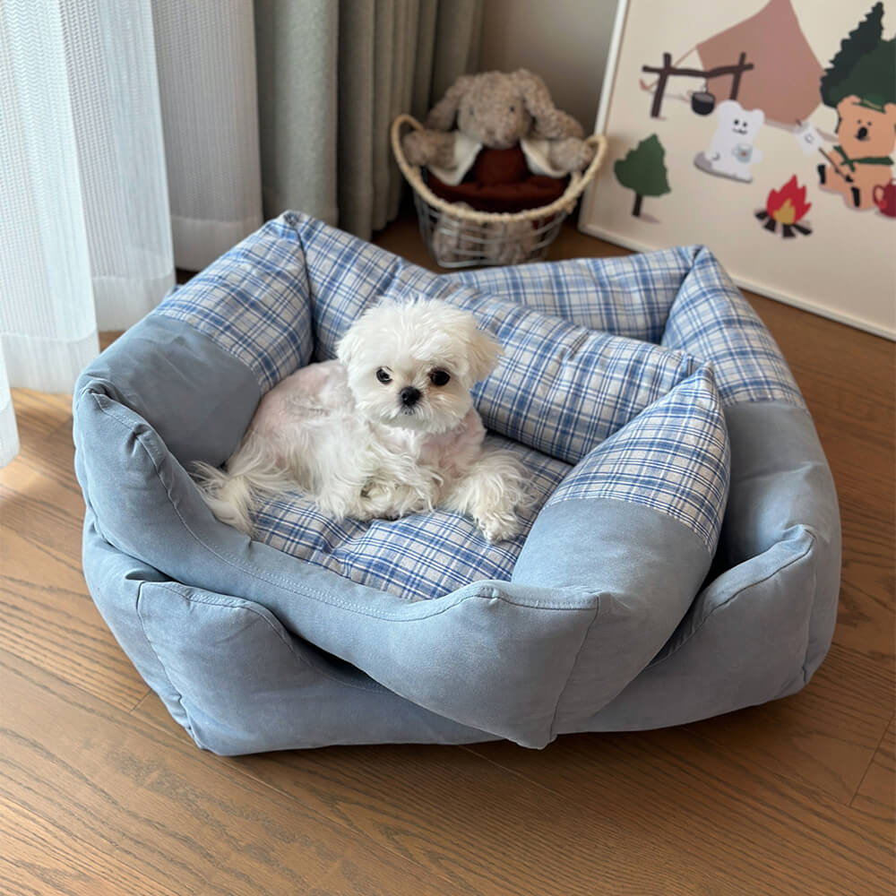 Gingham Leisure extraíbles de refugio engrosado en cama de perro y gato