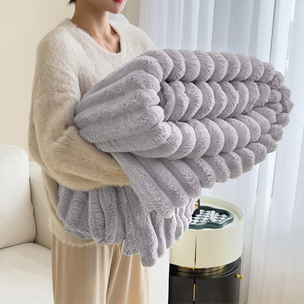 Couverture chaude de jet de canapé en peluche de faux lapin couverture de chien humain