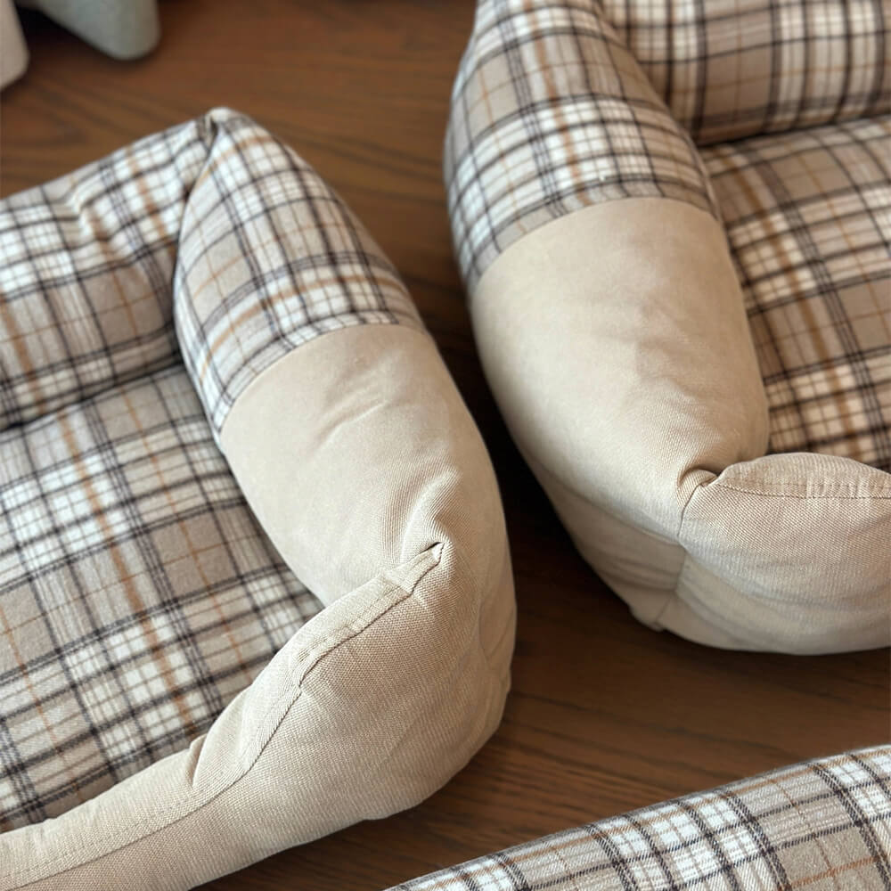 Gingham Leisure extraíbles de refugio engrosado en cama de perro y gato