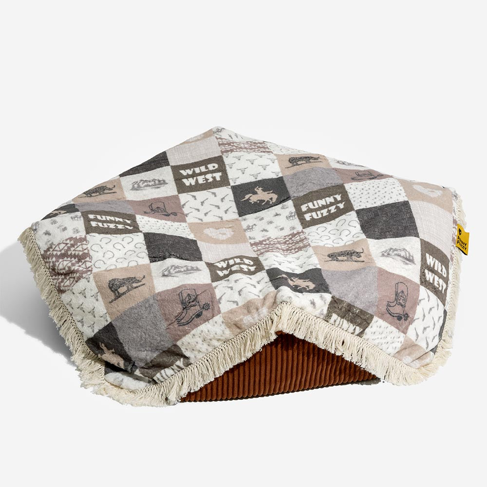 Lit pour chien rond apaisant anti-rayures lavable à pampilles Boho - Hunter Night