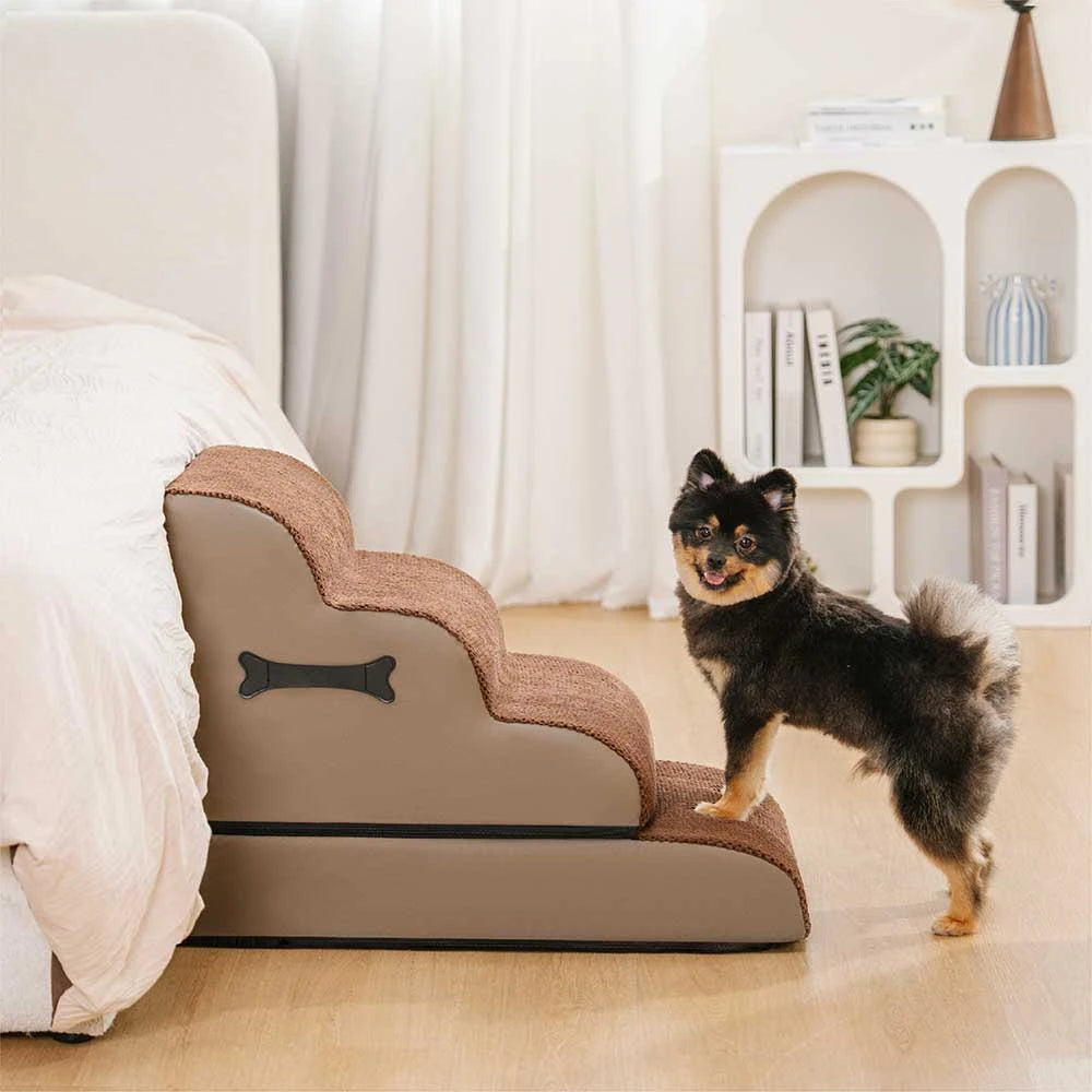 Adjustable Non-Slip Washable Soft Dog Stairs with Gentle Ramp