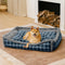 Vintage Checkered Washable Plush Cozy Bolster Dog Bed – TuckNap