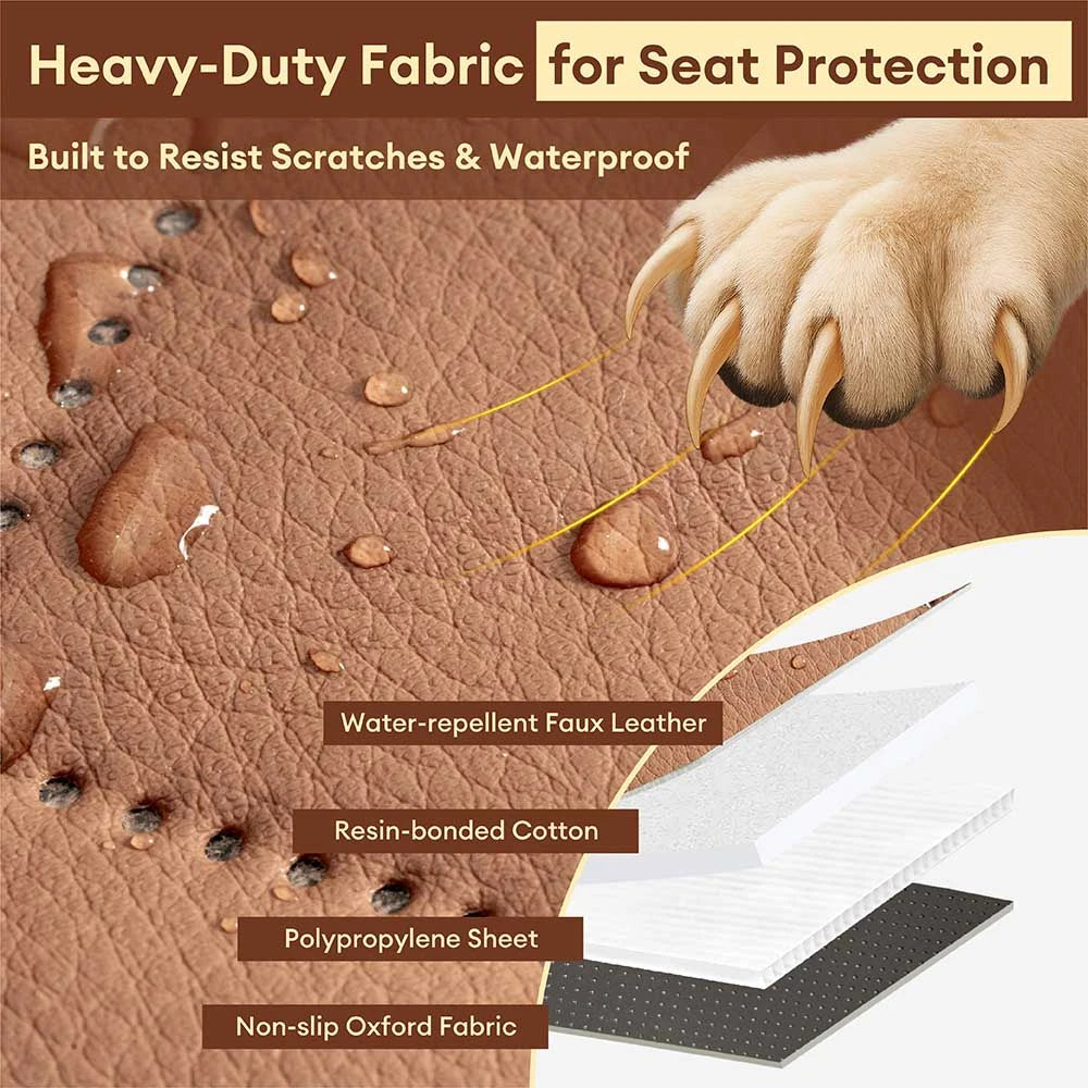 Premium Faux Leather Water-repellent Hammock Dog Car Seat Cover - RideProtector