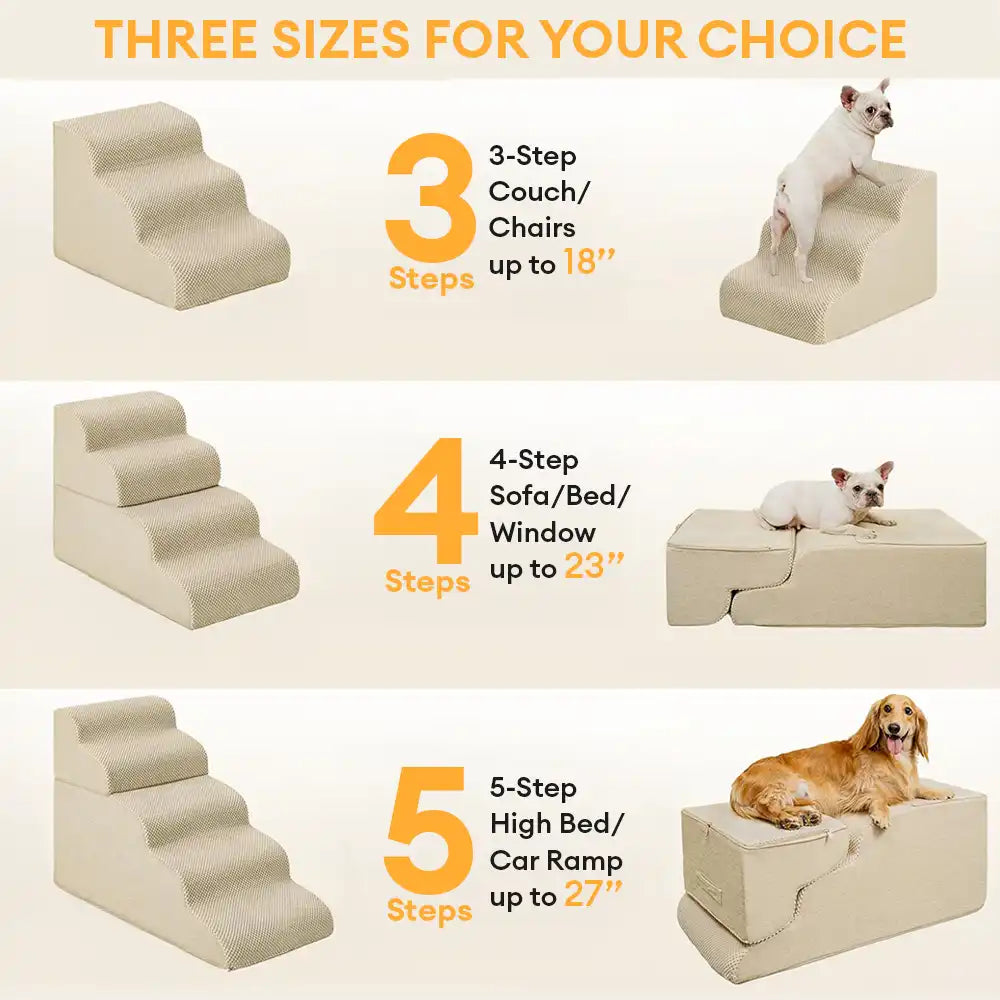 Modular Stackable Foam Ramp Anti-Slip Dog Stairs for Small & Senior Dogs