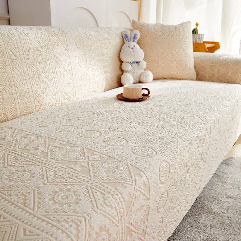 Cubierta de sofá anti-slip de cobertura completa de Jacquard Bohemian con funda de almohada