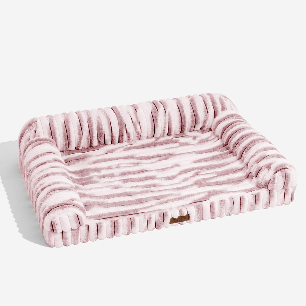 Cama de perro ortopédico rayado de rayas esponjosas - Luxe Comfort
