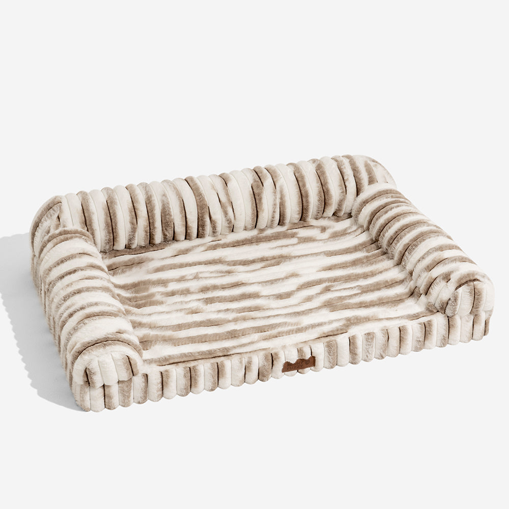 Cama de perro ortopédico rayado de rayas esponjosas - Luxe Comfort