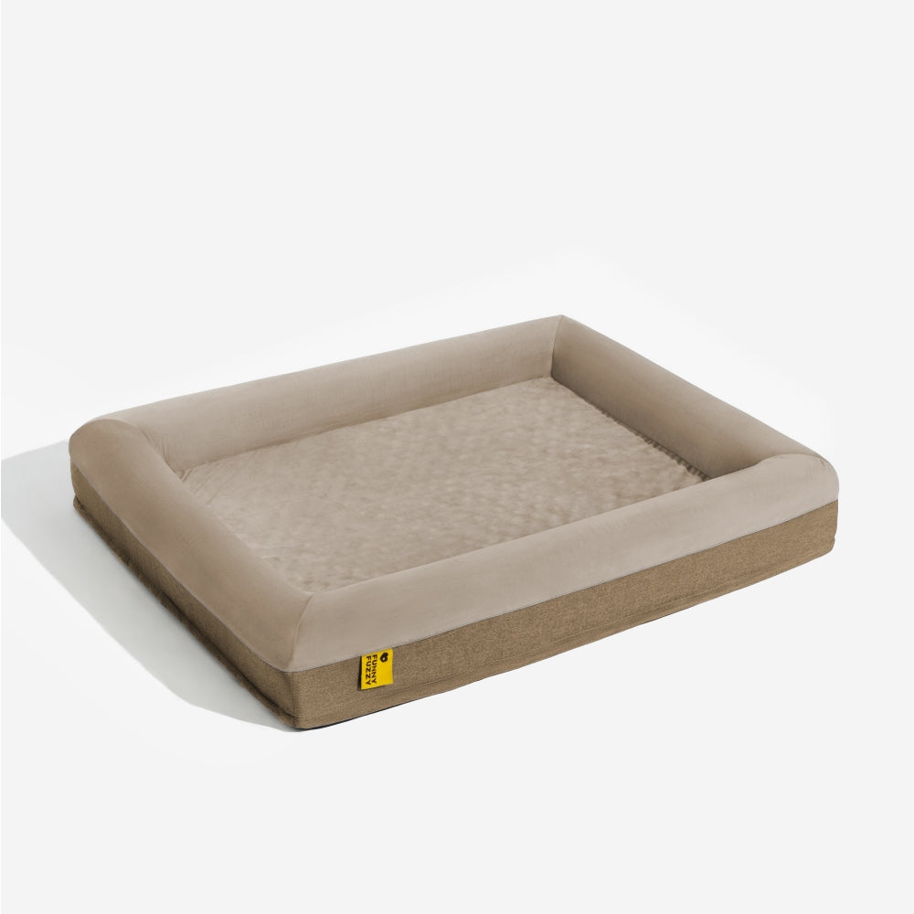 Hochwertiges orthopädisches Hundebett. Glücklicher Schlaf mit freudigem Spiel und Buddelbett