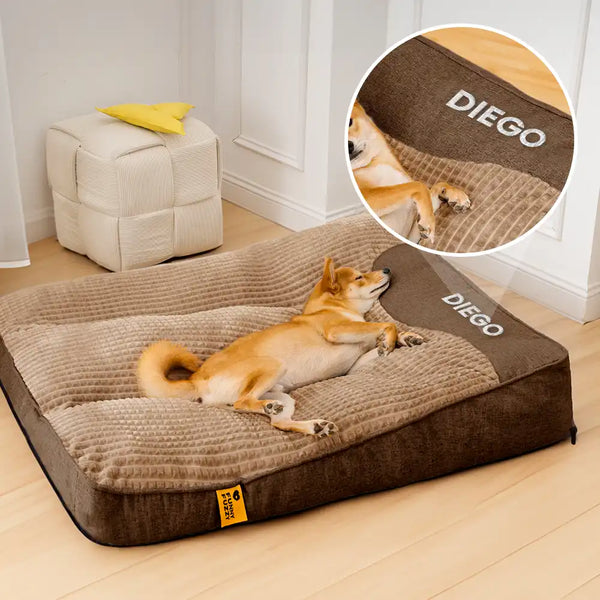 Cama de almofada para cachorro com proteção para coluna grande e espessa e resistente a arranhões personalizada