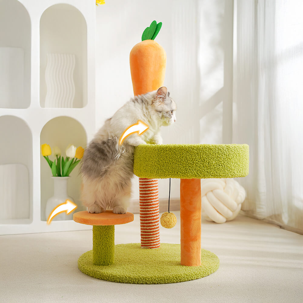 Carrot Sisal Scratch-Resistant Double-Layer Platform Small Cat Tree