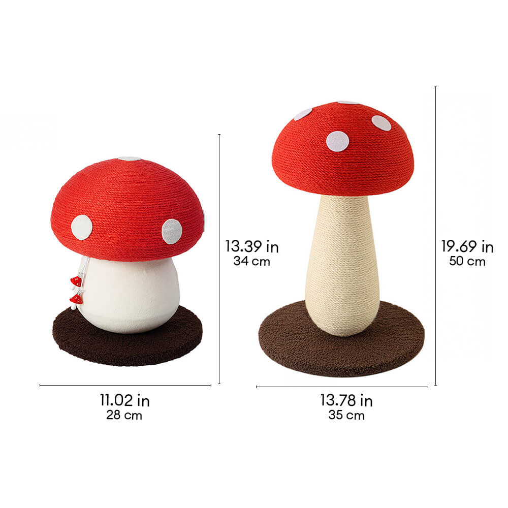 Handcrafted Mushroom-Shaped Natural Sisal Scratching Post for Large Cats