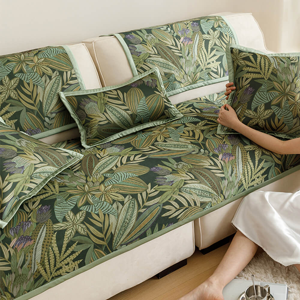 Tapa del sofá de floral pastoral de enfriamiento para todas las estaciones