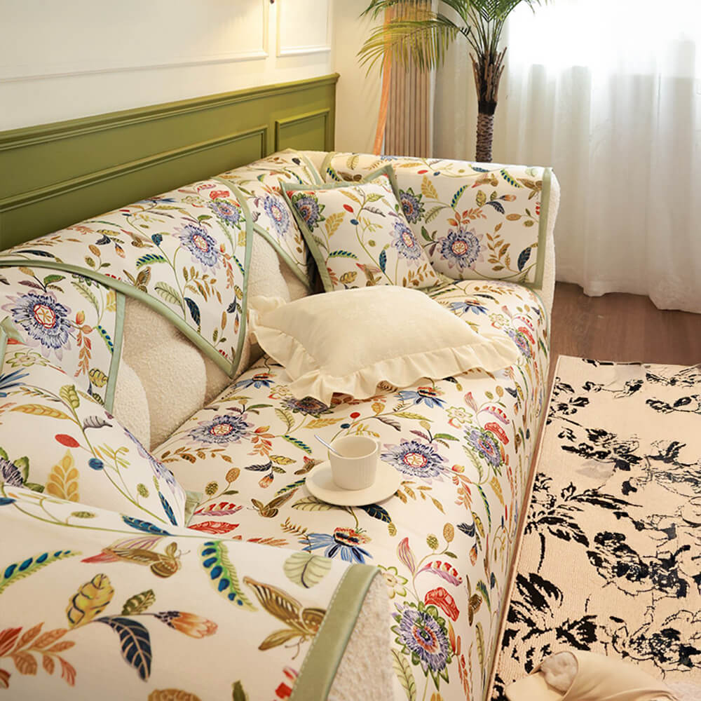 Tapa del sofá de floral pastoral de enfriamiento para todas las estaciones