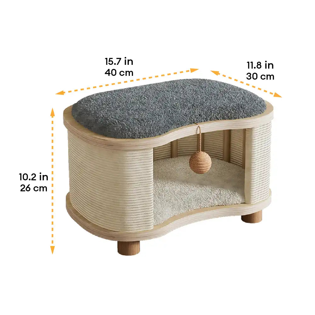 All-Season Modern 2-in-1 Enclosed Wooden Cat House Stool