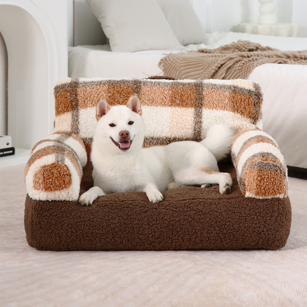 Waschbares, gemütliches, unterstützendes und beruhigendes Sofabett für Hunde und Katzen im Vintage-Stil