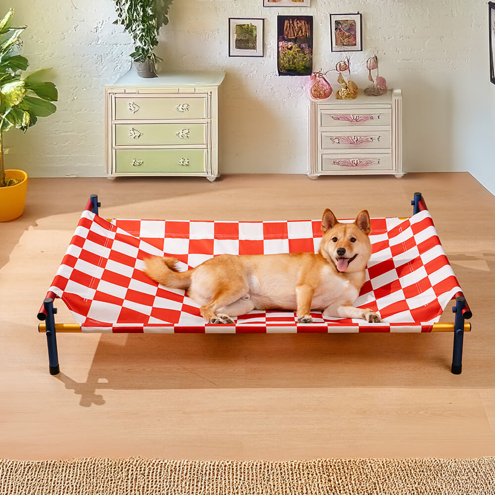 Lit pour chien surélevé en aluminium de style imprimé d'été vibrant - Summer Paradise