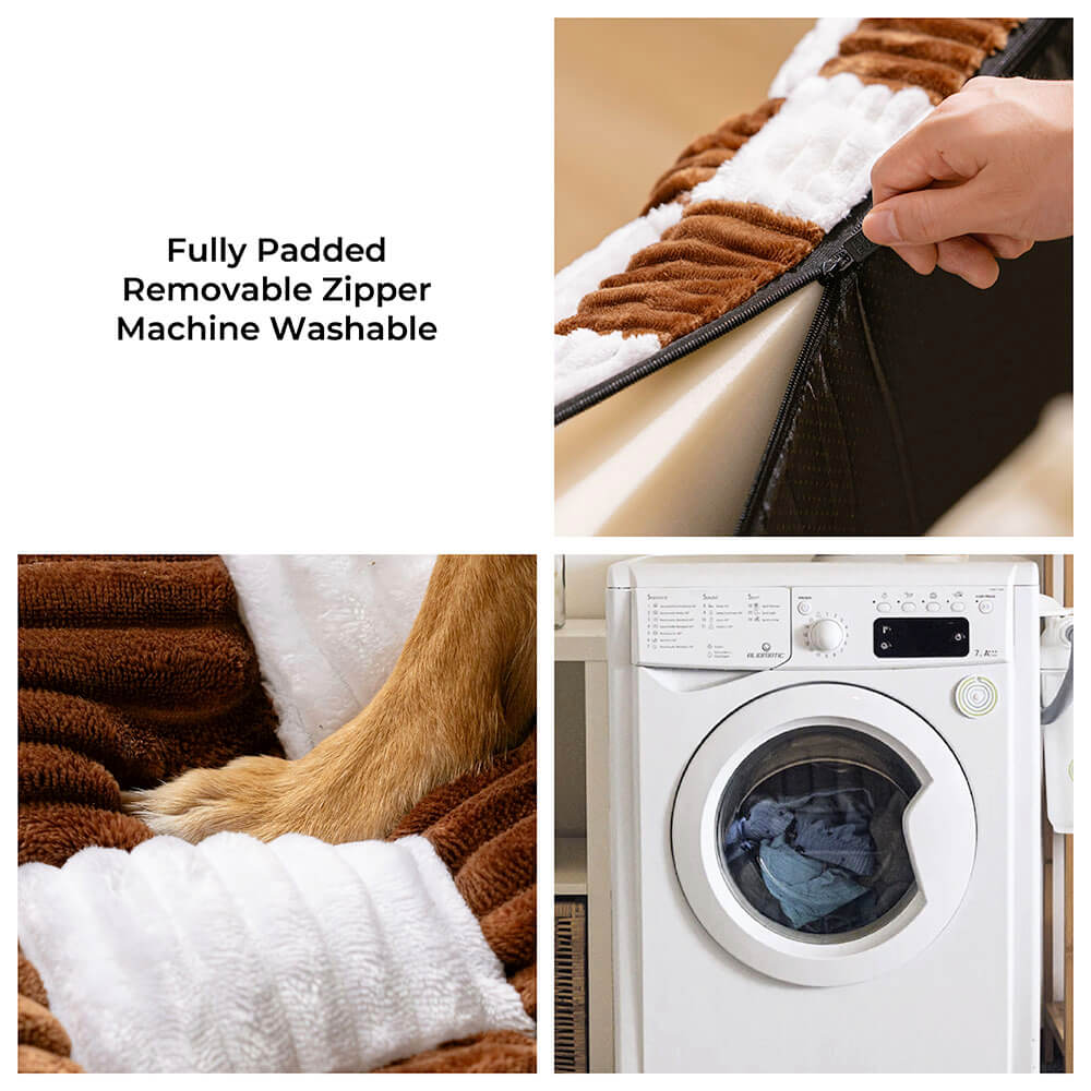 Handgefertigtes Plüsch-Schachbrett-Hundebett mit orthopädischer Unterstützung und Kissen
