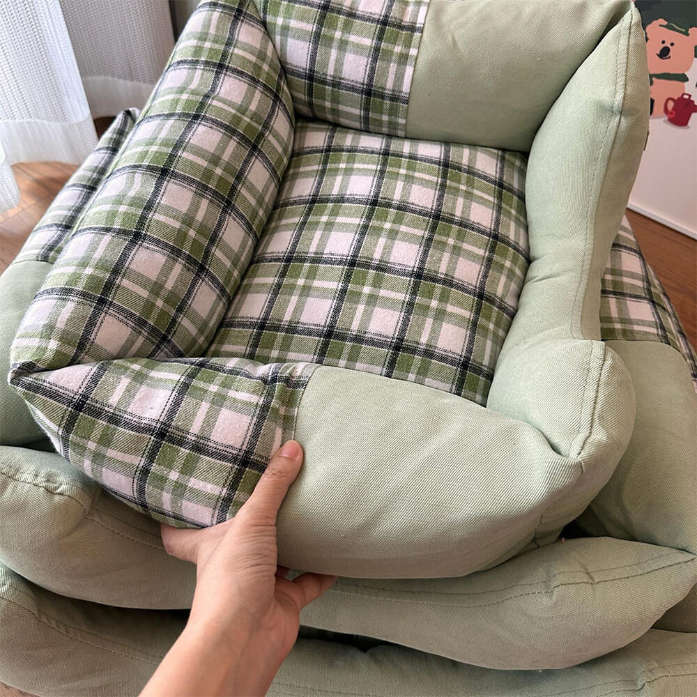 Gingham Leisure extraíbles de refugio engrosado en cama de perro y gato