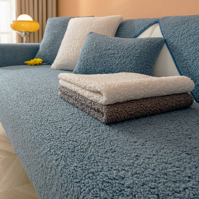 Ultrasoft Teddy Fleece cálido Cubierta de sofá sin deslizamiento