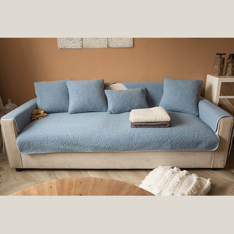 Ultrasoft Teddy Fleece cálido Cubierta de sofá sin deslizamiento