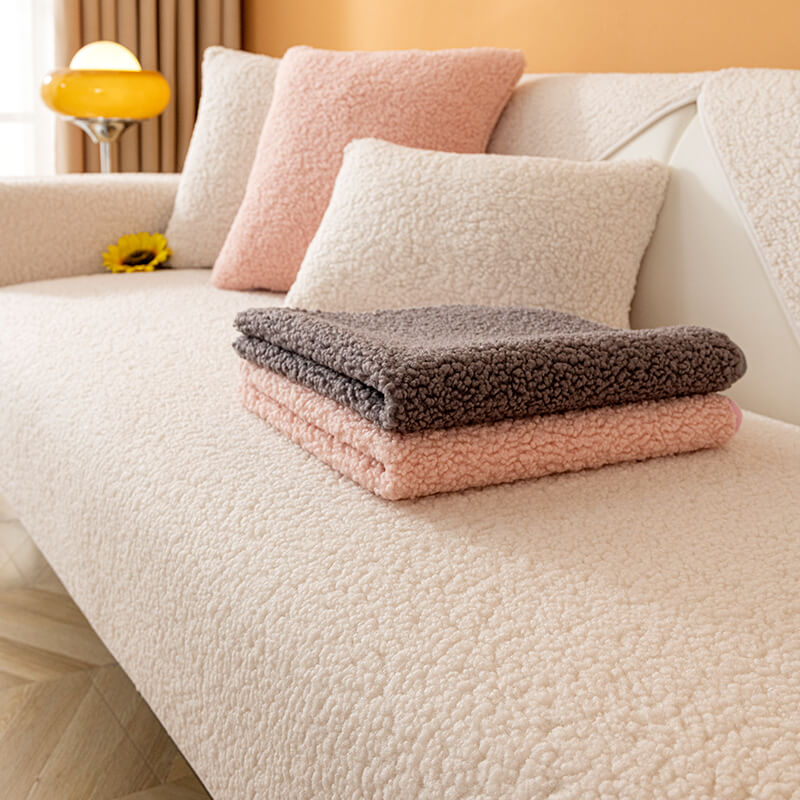 Ultrasoft Teddy Fleece cálido Cubierta de sofá sin deslizamiento
