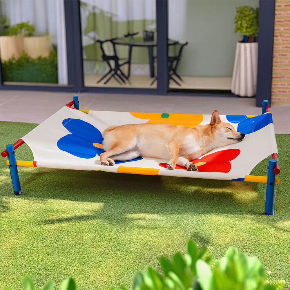 Lit pour chien surélevé en aluminium de style imprimé d'été vibrant - Summer Paradise