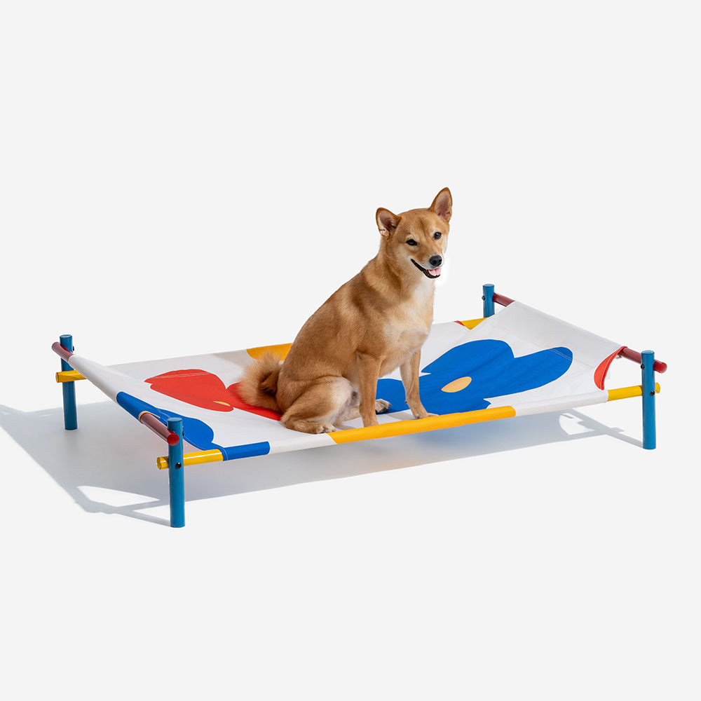 Lit pour chien surélevé en aluminium de style imprimé d'été vibrant - Summer Paradise