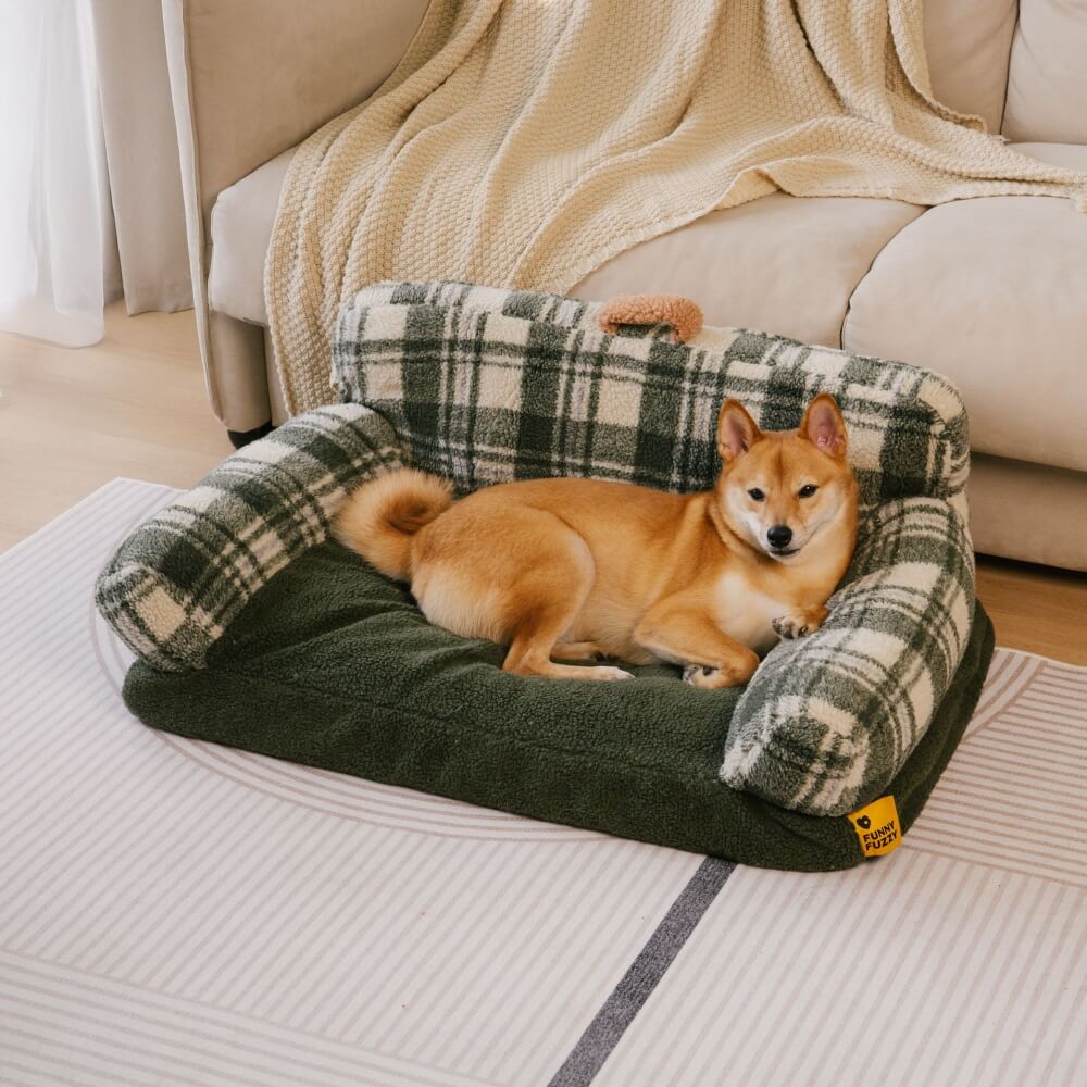 Waschbares, gemütliches, unterstützendes und beruhigendes Sofabett für Hunde und Katzen im Vintage-Stil