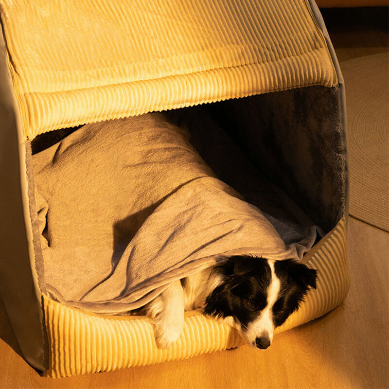 Cama de carpa de perros grande y desmenuzada de franela caliente