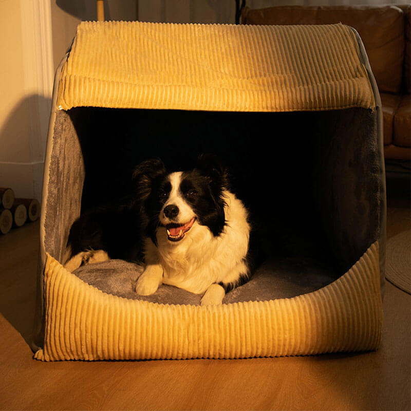 Cama de carpa de perros grande y desmenuzada de franela caliente