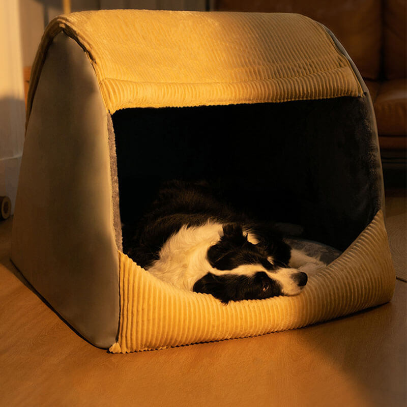 Cama de carpa de perros grande y desmenuzada de franela caliente