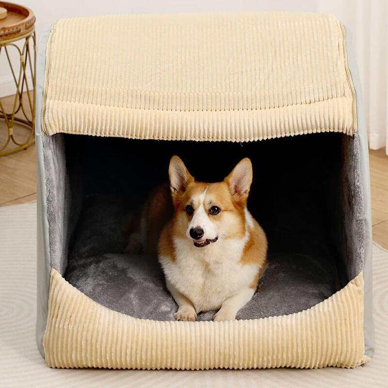 Cama de carpa de perros grande y desmenuzada de franela caliente
