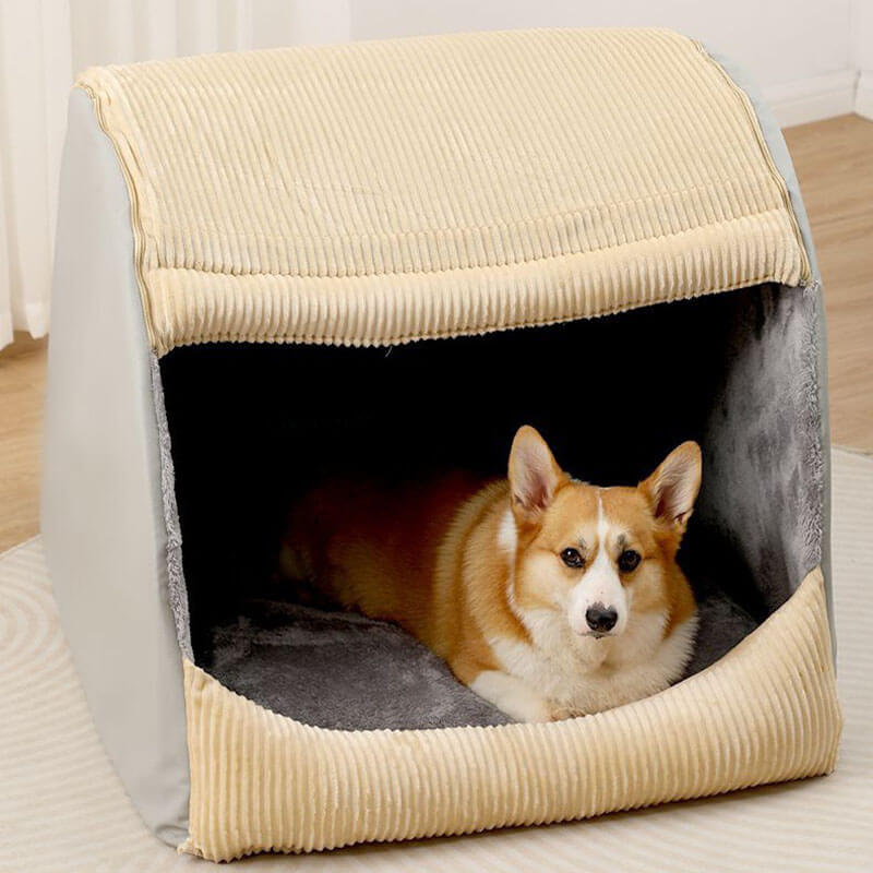Cama de carpa de perros grande y desmenuzada de franela caliente