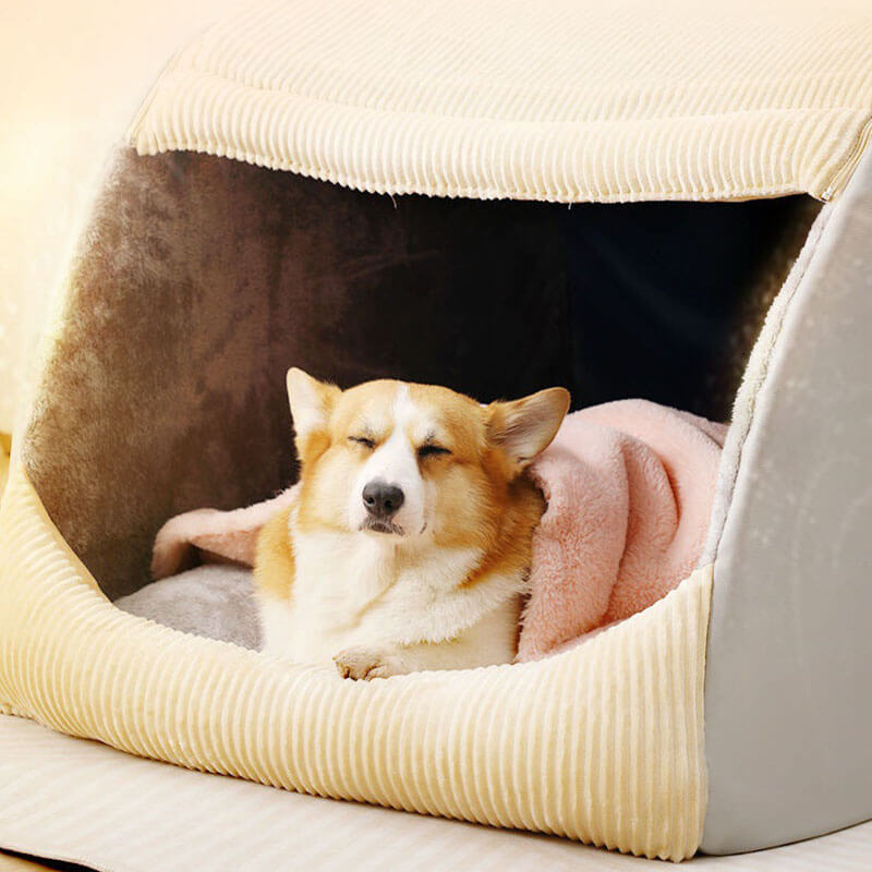 Cama de carpa de perros grande y desmenuzada de franela caliente