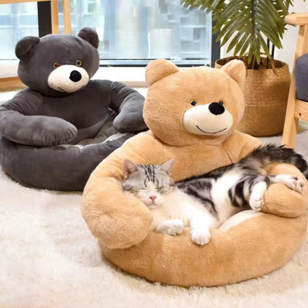 Linda cama de gato de oso de abrazo desmontable