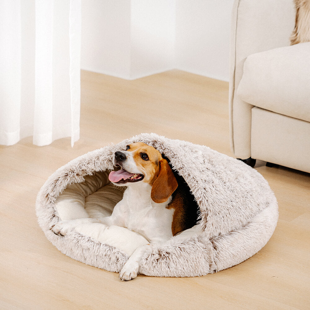 Beruhigendes halbgeschlossenes Haustiernest-Pita-Bett aus Plüsch für Hunde
