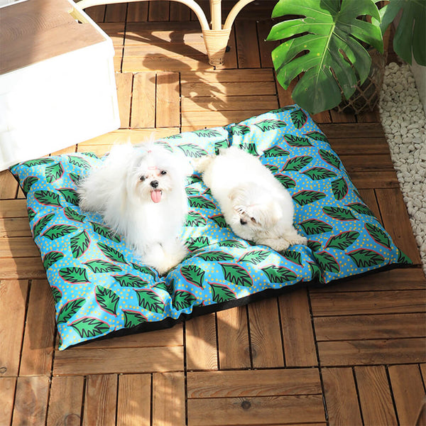 Estera de perros y gatos de perros y gatos de patrón de hoja hawaiano