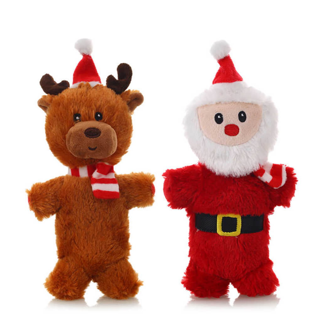 Poupée de noël père noël, jouet interactif en peluche pour chien, couineur Durable