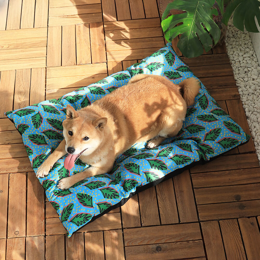 Estera de perros y gatos de perros y gatos de patrón de hoja hawaiano