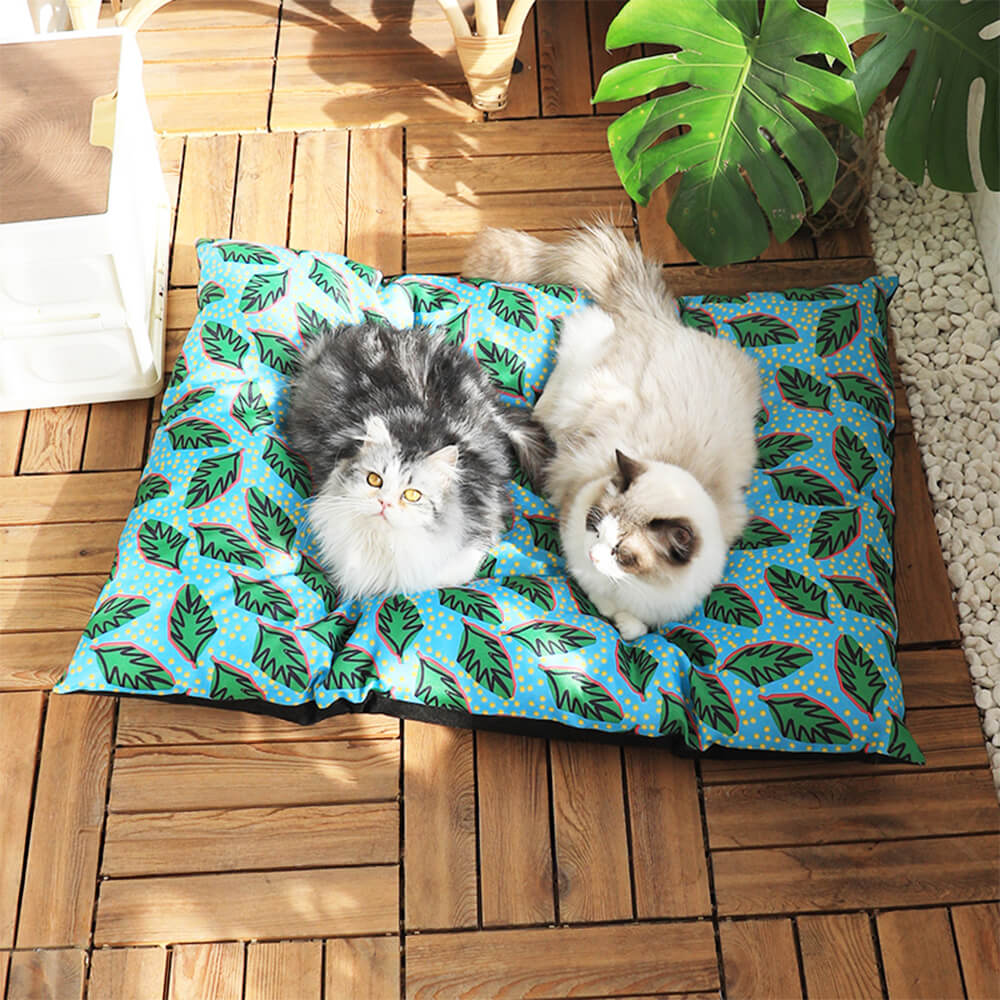 Estera de perros y gatos de perros y gatos de patrón de hoja hawaiano