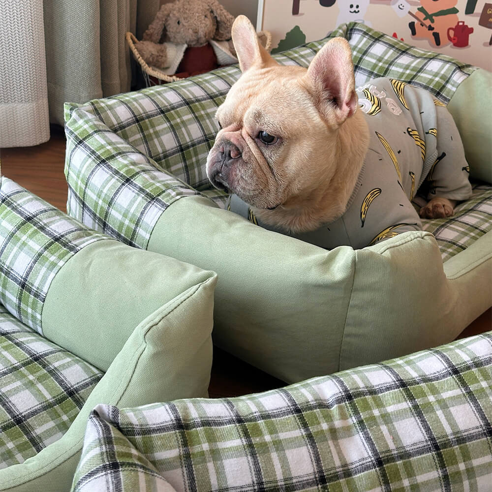 Gingham Leisure extraíbles de refugio engrosado en cama de perro y gato