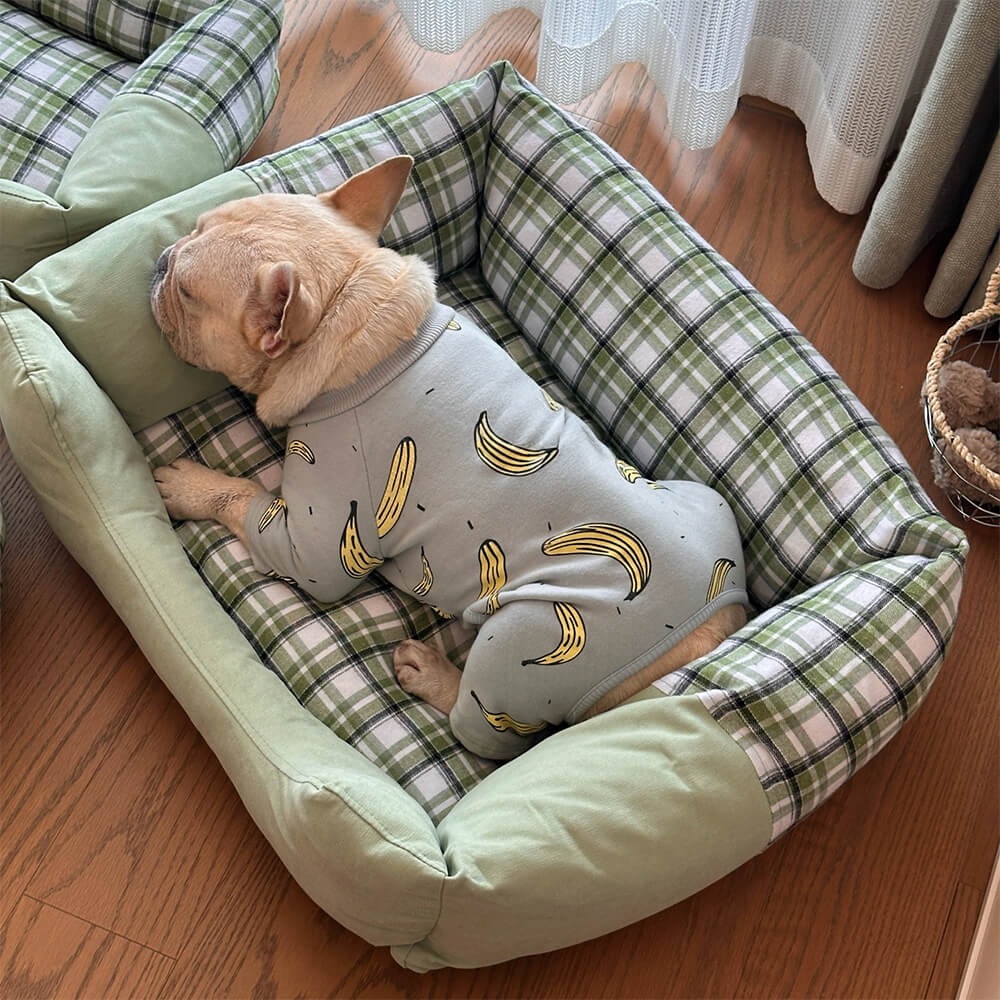 Gingham Leisure extraíbles de refugio engrosado en cama de perro y gato
