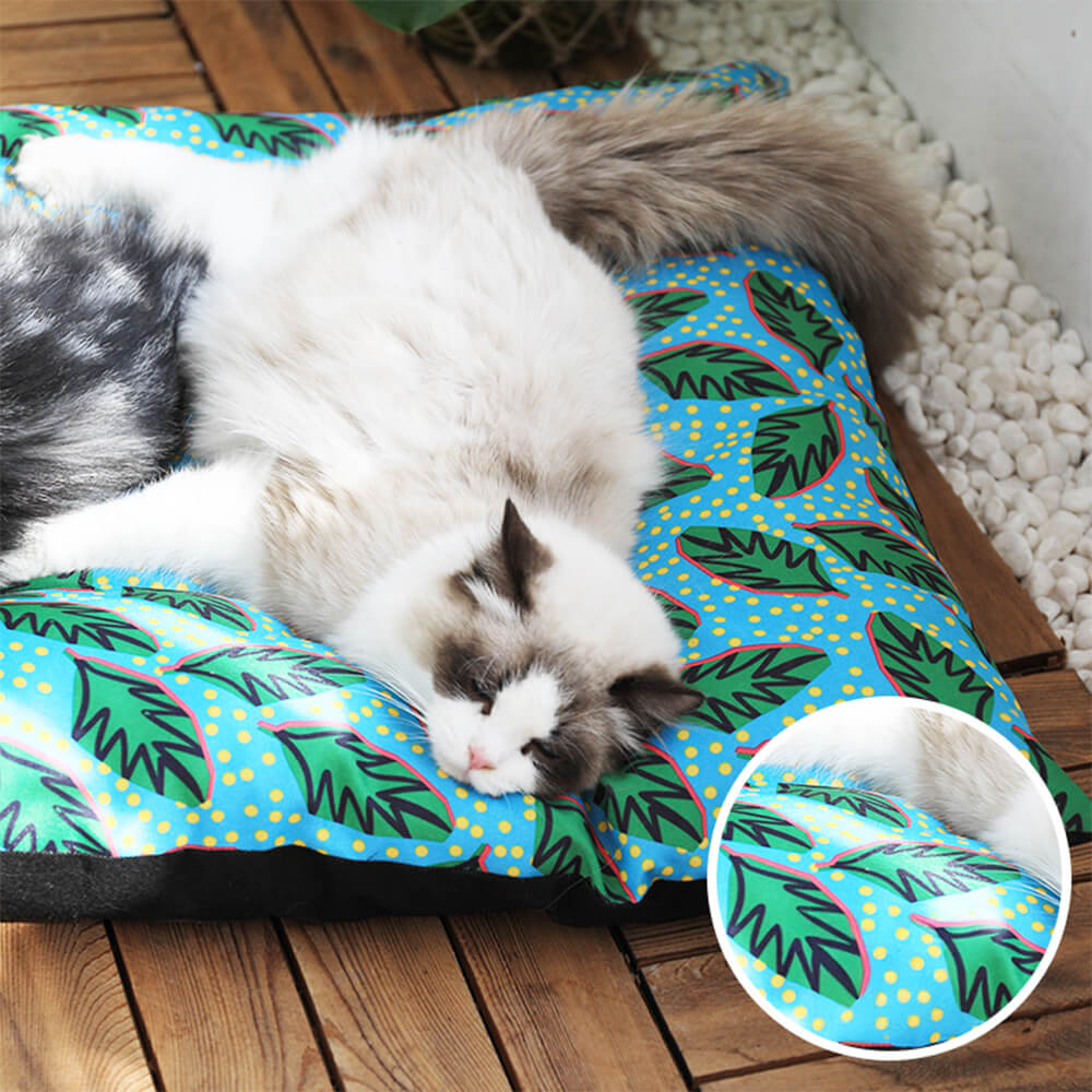 Estera de perros y gatos de perros y gatos de patrón de hoja hawaiano