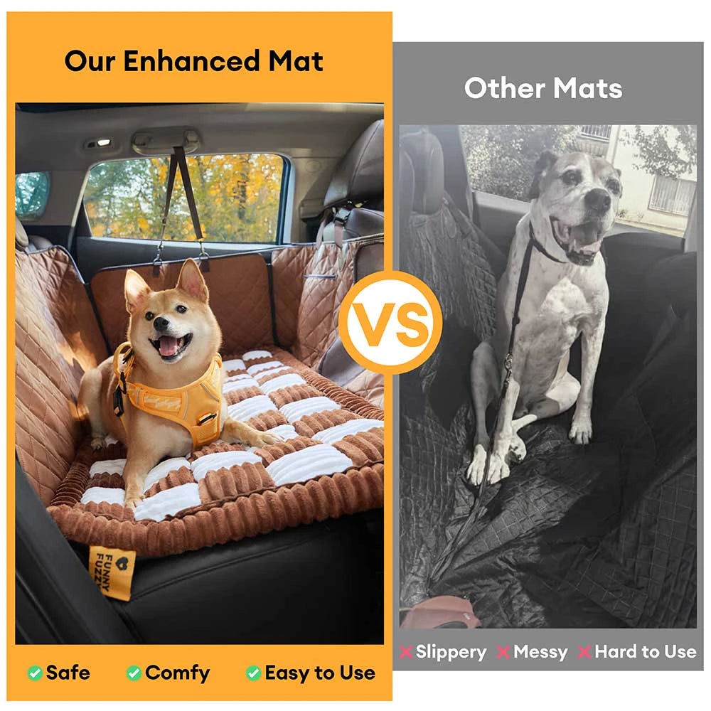 Cozy Plaid Non-Slip Dog Bed Mat for Car Seat Extender