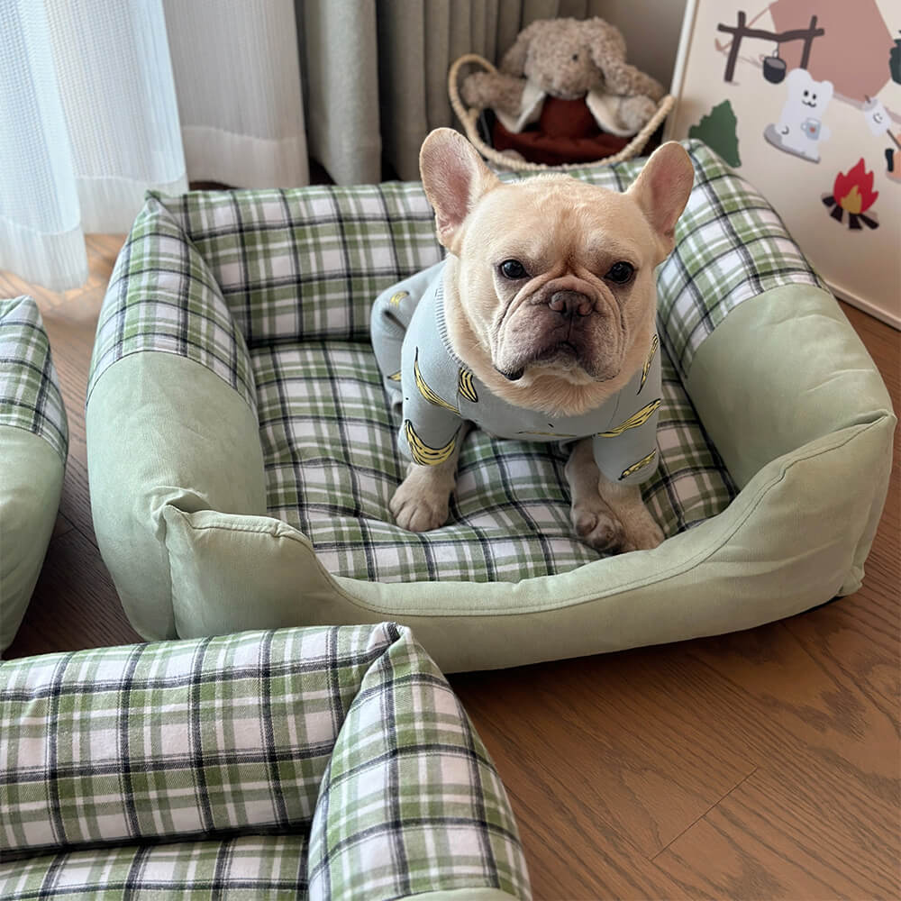 Gingham Leisure extraíbles de refugio engrosado en cama de perro y gato