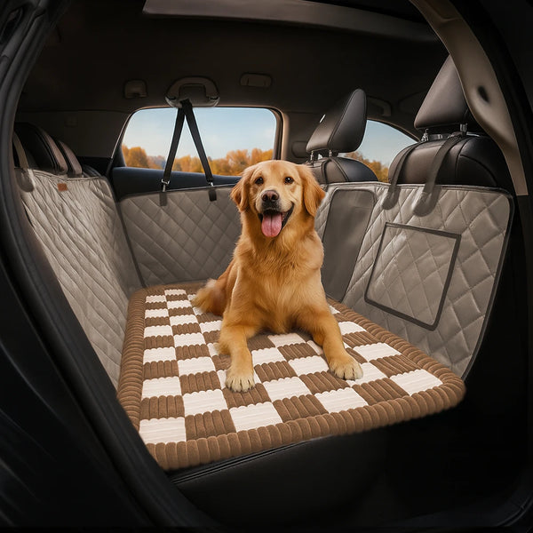 Premium Faux Leather Water-repellent Hammock Dog Car Seat Cover With Mat